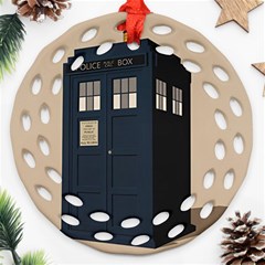 Tardis Doctor Who Minimal Minimalism Round Filigree Ornament (two Sides)