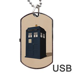 Tardis Doctor Who Minimal Minimalism Dog Tag Usb Flash (one Side) by Cendanart