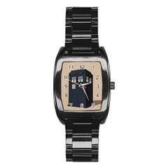 Tardis Doctor Who Minimal Minimalism Stainless Steel Barrel Watch by Cendanart