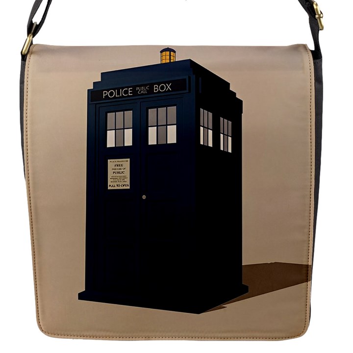 Tardis Doctor Who Minimal Minimalism Flap Closure Messenger Bag (S)