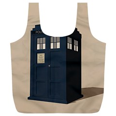 Tardis Doctor Who Minimal Minimalism Full Print Recycle Bag (xl) by Cendanart