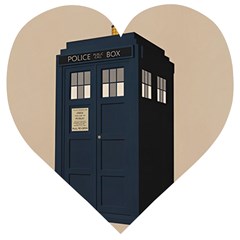 Tardis Doctor Who Minimal Minimalism Wooden Puzzle Heart by Cendanart