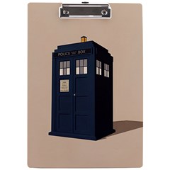 Tardis Doctor Who Minimal Minimalism A4 Acrylic Clipboard by Cendanart