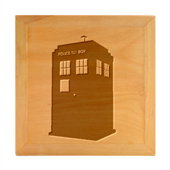 Tardis Doctor Who Minimal Minimalism Wood Photo Frame Cube by Cendanart