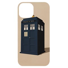 Tardis Doctor Who Minimal Minimalism Iphone 14 Black Uv Print Case by Cendanart