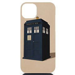 Tardis Doctor Who Minimal Minimalism Iphone 14 Plus Black Uv Print Case by Cendanart