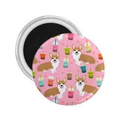 Corgi Bubble Boba Tea Pink Pattern 2.25  Magnets