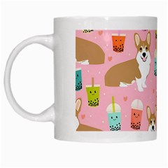 Corgi Bubble Boba Tea Pink Pattern White Mug