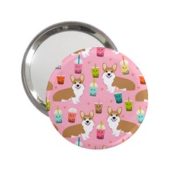 Corgi Bubble Boba Tea Pink Pattern 2.25  Handbag Mirrors