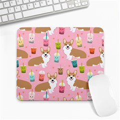 Corgi Bubble Boba Tea Pink Pattern Large Mousepad