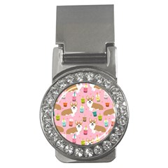 Corgi Bubble Boba Tea Pink Pattern Money Clips (CZ) 