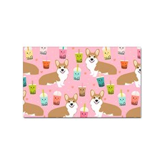 Corgi Bubble Boba Tea Pink Pattern Sticker (Rectangular)