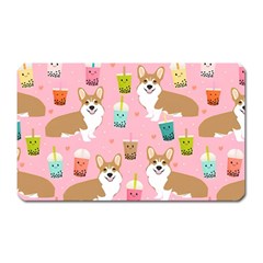 Corgi Bubble Boba Tea Pink Pattern Magnet (rectangular) by Cendanart