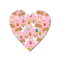 Corgi Bubble Boba Tea Pink Pattern Heart Magnet