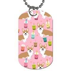 Corgi Bubble Boba Tea Pink Pattern Dog Tag (One Side)