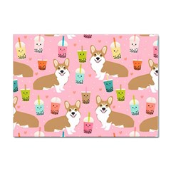 Corgi Bubble Boba Tea Pink Pattern Sticker A4 (10 pack)