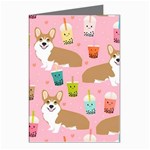 Corgi Bubble Boba Tea Pink Pattern Greeting Cards (Pkg of 8) Left