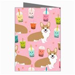 Corgi Bubble Boba Tea Pink Pattern Greeting Cards (Pkg of 8) Right