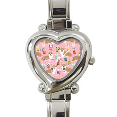 Corgi Bubble Boba Tea Pink Pattern Heart Italian Charm Watch