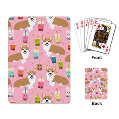 Corgi Bubble Boba Tea Pink Pattern Playing Cards Single Design (rectangle) by Cendanart