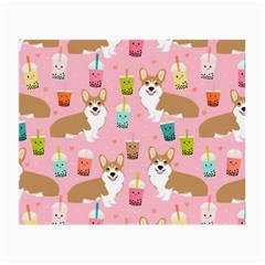 Corgi Bubble Boba Tea Pink Pattern Small Glasses Cloth (2 Sides)