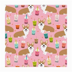 Corgi Bubble Boba Tea Pink Pattern Medium Glasses Cloth (2 Sides)