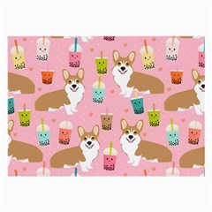 Corgi Bubble Boba Tea Pink Pattern Large Glasses Cloth