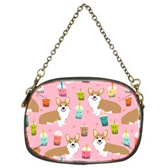 Corgi Bubble Boba Tea Pink Pattern Chain Purse (One Side)