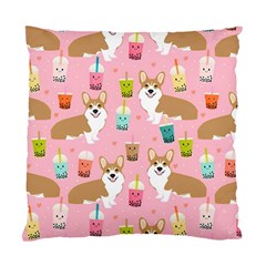 Corgi Bubble Boba Tea Pink Pattern Standard Cushion Case (two Sides) by Cendanart