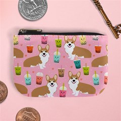 Corgi Bubble Boba Tea Pink Pattern Mini Coin Purse