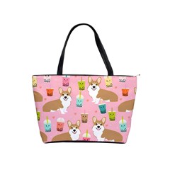 Corgi Bubble Boba Tea Pink Pattern Classic Shoulder Handbag