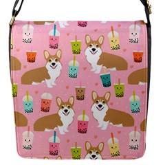 Corgi Bubble Boba Tea Pink Pattern Flap Closure Messenger Bag (S)