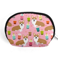 Corgi Bubble Boba Tea Pink Pattern Accessory Pouch (Medium)