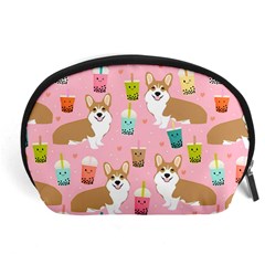 Corgi Bubble Boba Tea Pink Pattern Accessory Pouch (Large)