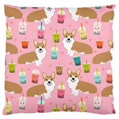 Corgi Bubble Boba Tea Pink Pattern Standard Premium Plush Fleece Cushion Case (one Side) by Cendanart