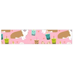 Corgi Bubble Boba Tea Pink Pattern Small Premium Plush Fleece Scarf by Cendanart