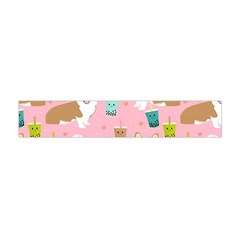 Corgi Bubble Boba Tea Pink Pattern Premium Plush Fleece Scarf (Mini)