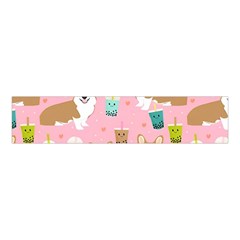 Corgi Bubble Boba Tea Pink Pattern Velvet Scrunchie