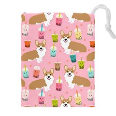 Corgi Bubble Boba Tea Pink Pattern Drawstring Pouch (4XL)