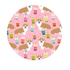 Corgi Bubble Boba Tea Pink Pattern Mini Round Pill Box (pack Of 5) by Cendanart