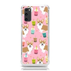 Corgi Bubble Boba Tea Pink Pattern Samsung Galaxy S20 6.2 Inch TPU UV Case