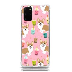 Corgi Bubble Boba Tea Pink Pattern Samsung Galaxy S20Plus 6.7 Inch TPU UV Case