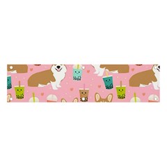 Corgi Bubble Boba Tea Pink Pattern Banner And Sign 4  X 1 