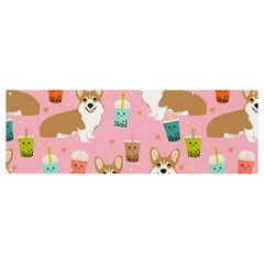 Corgi Bubble Boba Tea Pink Pattern Banner And Sign 12  X 4  by Cendanart