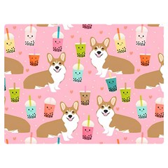 Corgi Bubble Boba Tea Pink Pattern Premium Plush Fleece Blanket (extra Small)