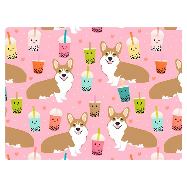 Corgi Bubble Boba Tea Pink Pattern Premium Plush Fleece Blanket (Extra Small)