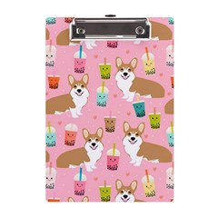 Corgi Bubble Boba Tea Pink Pattern A5 Acrylic Clipboard