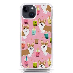 Corgi Bubble Boba Tea Pink Pattern Iphone 14 Tpu Uv Print Case by Cendanart