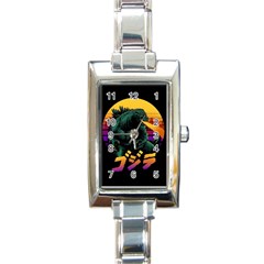 Godzilla Retrowave Rectangle Italian Charm Watch by Cendanart