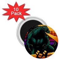 Godzilla Retrowave 1 75  Magnets (10 Pack)  by Cendanart